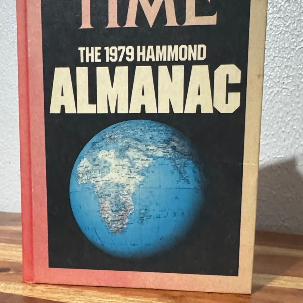 Vintage Presented by Time 1979 Hammond Almanac Book Red Blue Cover with Earth